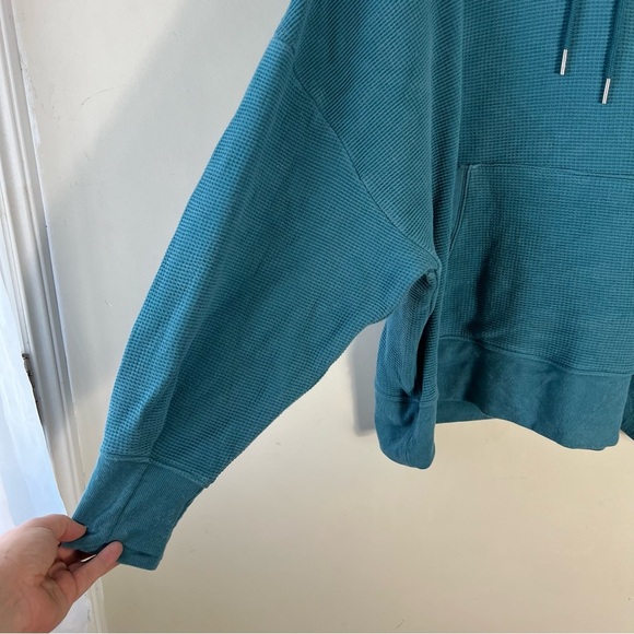 Athleta Balance Waffle Hoodie Sweatshirt Size 2X Teal Green Oversized Comfy - Picture 8 of 13